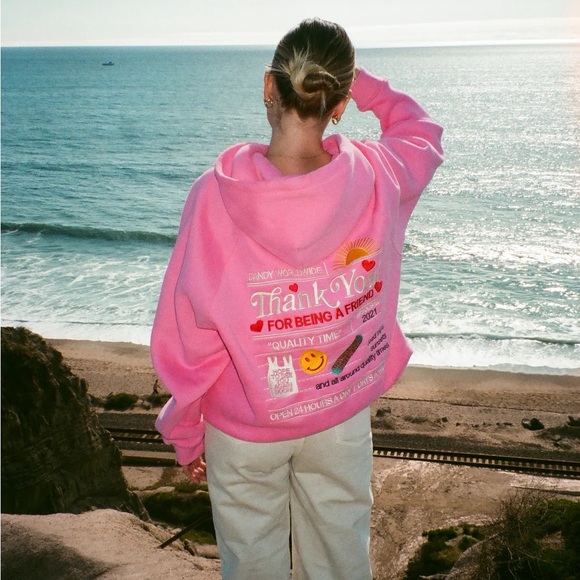 "Quality Time" Oversized Lux Hoodie in Pink - Picture 4 of 8